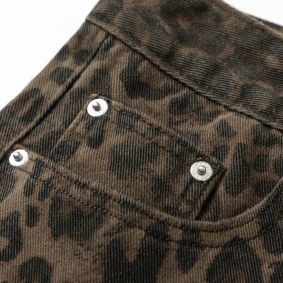 Baggy Leopard Denim Jeans