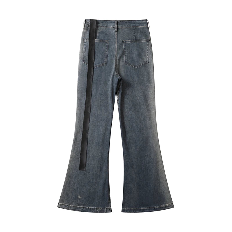 Distressed Flared Denim Jeans